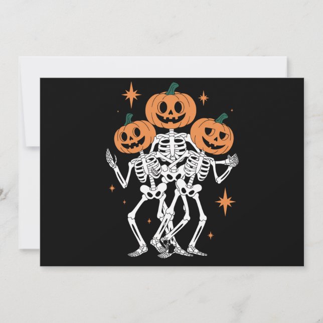 Convite Pumpkin Skeleton Halloween Pumpkin Spooky (Frente)