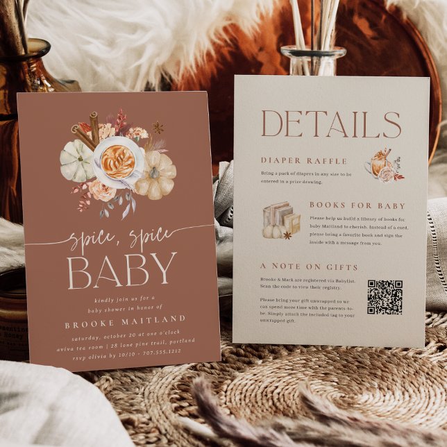 Convite Pumpkin Spice All in One Baby Shower (Criador carregado)