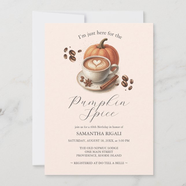 Convite Pumpkin Spice Coffee 60th Birthday Invites (Frente)