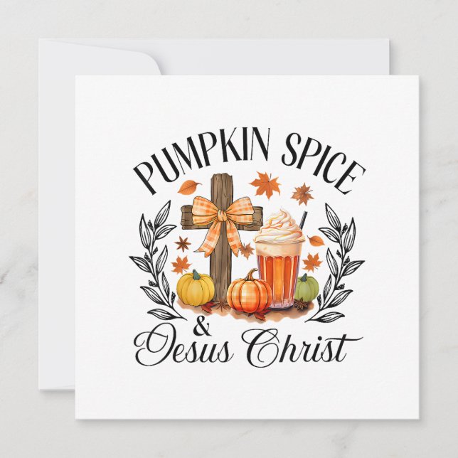 Convite Pumpkin Spice E Jesus Cristo Cruzando Pumpkin Chri (Frente)