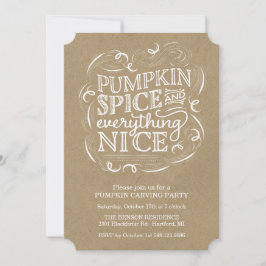Convite Pumpkin Spice Vintage Kraft Pumpkin Carving Party