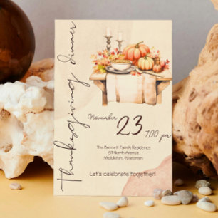 Convite Pumpkin Spice Watercolor Boho Janto de Ação de Gra