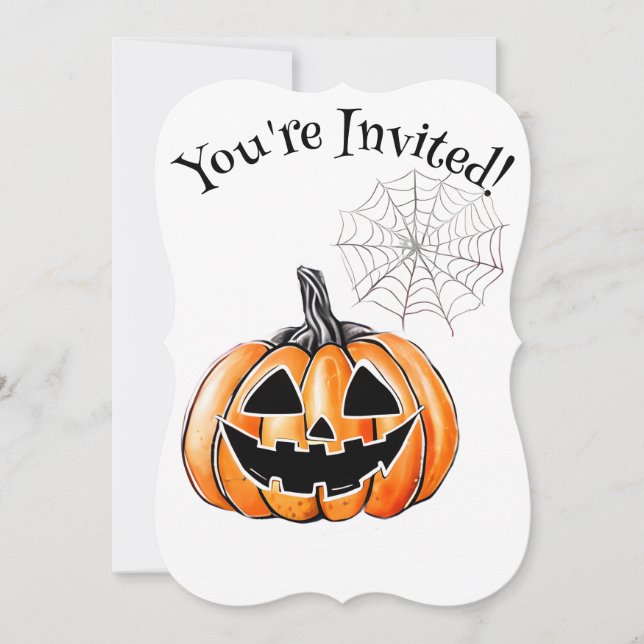 Convite Pumpkin & Spider Web Halloween Party (Frente)