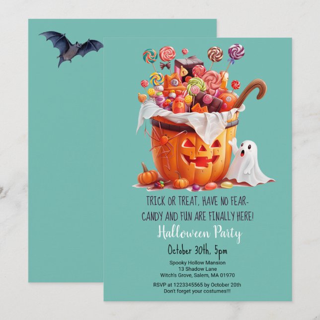 Convite Pumpkin Swete Ghost Halloween (Frente/Verso)