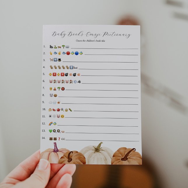 Convite Pumpkins Baby Books Emoji Game Card (Criador carregado)