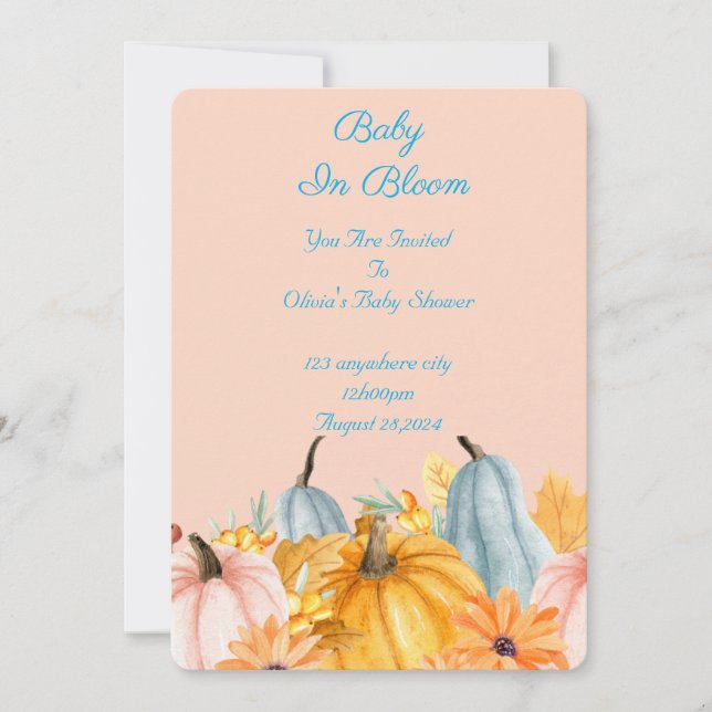 Convite Pumpkins baby shower invitation  (Frente)