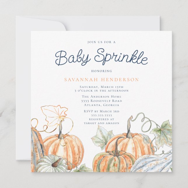 Convite Pumpkins Baby Sprinkle (Frente)