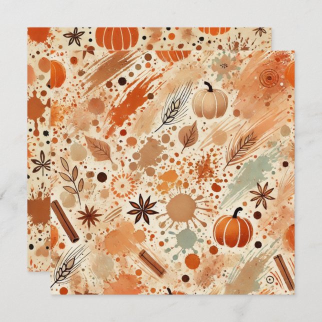 Convite Pumpkins de Aquarela Automática Imprimível (Frente/Verso)
