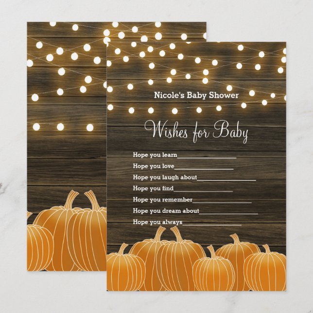 Convite Pumpkins de queda e luzes desejos para o jogo do C (Frente/Verso)