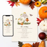 Convite Pumpkins Mushroom Woodland Insetos Boy Chá de fral<br><div class="desc">A página do livro de histórias da Natureza inspirou um convite ao chá de fraldas com ilustração de dois cogumelos cercados por traça,  abelha,  gafanhoto e caracol com duas abóboras.</div>