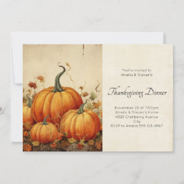 Convite Pumpkins Rustic Autumn Scense Graças