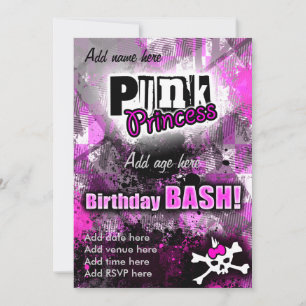 Convite Punk Princesa Birthday Bash