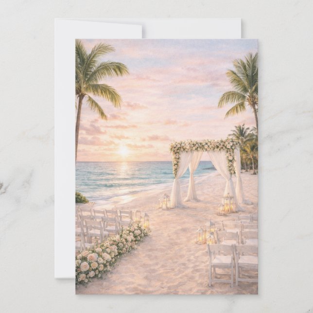 Convite Punta Cana Beach Wedding Invitation | Editable  (Frente)
