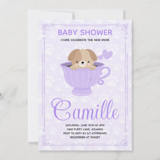 Convite Puppy Baby Shower Invitation