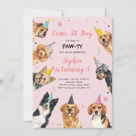 Convite Puppy Birthday Convide Cachorro Festa Pawty Girl