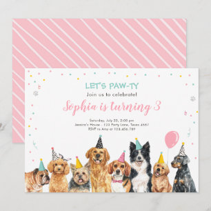 Convite Puppy Birthday Convide Cachorro Festa Pawty Girl