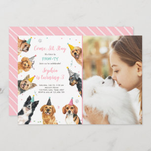 Convite Puppy Birthday Convide Cachorro Festa Pawty Girl