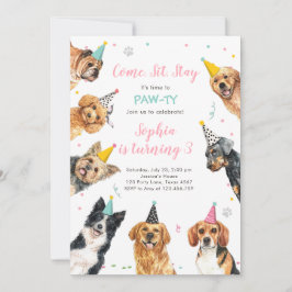 Convite Puppy Birthday Convide Cachorro Festa Pawty Girl