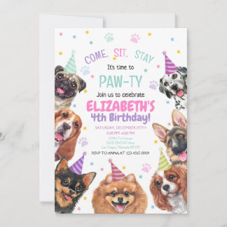 Convite Puppy Birthday Convide Cachorro Festa Pawty Girl