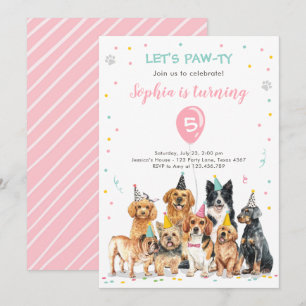 Convite Puppy Birthday Convide Cachorro Festa Pawty Girl