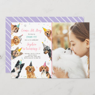 Convite Puppy Birthday Convide Cachorro Festa Pawty Girl