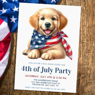 Convite Puppy Dog Patriotic Ouro Retriever 4 De Julho