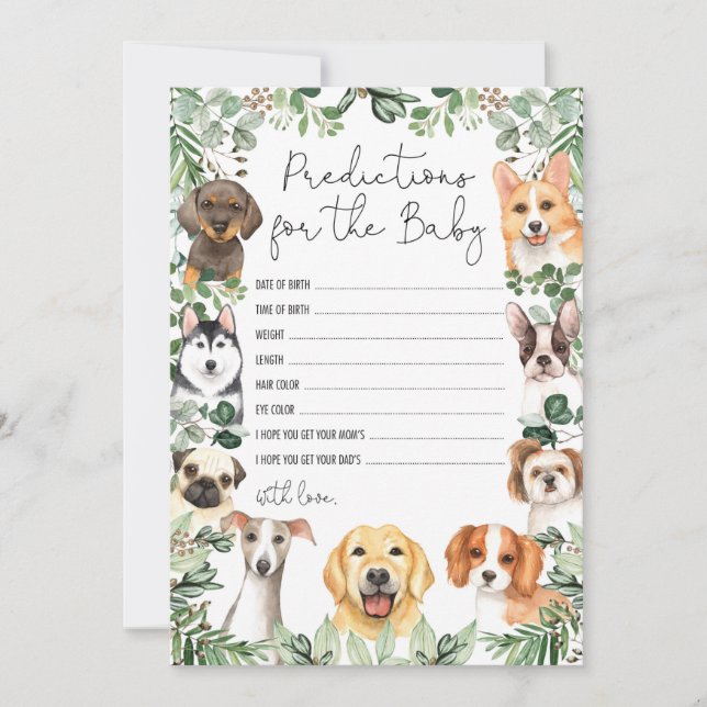 Convite Puppy Dog Predictions for Chá de fraldas Game Card (Frente)