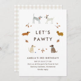 Convite Puppy Pawty Dog Park Cute Modern Birthday Convide