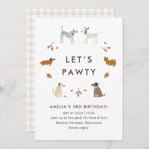Convite Puppy Pawty Dog Park Cute Modern Birthday Convide