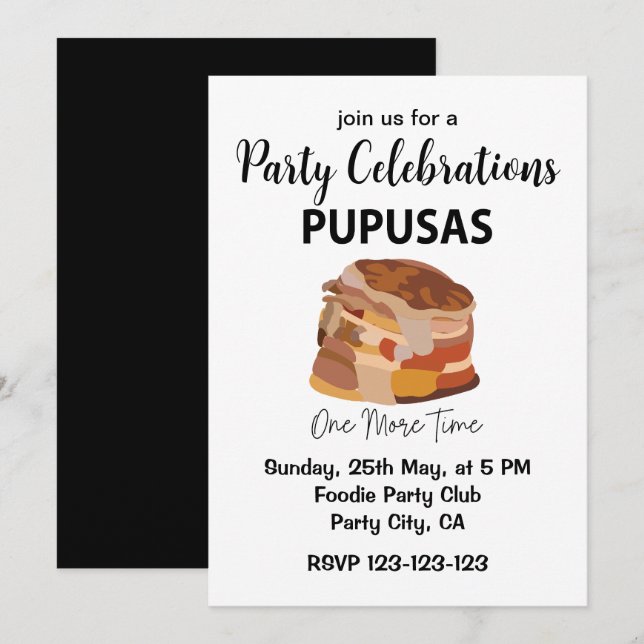 Convite Pupusas El Salvador Salvador Bread Pupusas (Frente/Verso)