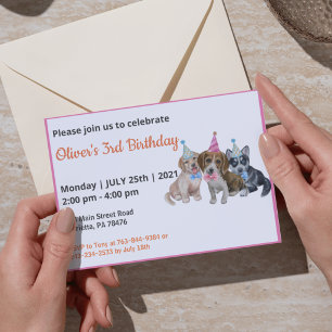 Convite Pure Puppy   Festa de aniversário de Menino de Cãe