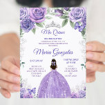 Convite Puro claro e prata Floral Charra Mis XV Anos<br><div class="desc">Leve Purple & Silver Floral Charra Mis XV Anos Convite Mis Quince Anos,  15 Birthday</div>