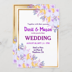 Convite Puro e Dourado Frame Dourado