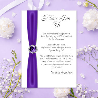 Convite Purple Amethyst Satin Ribbon Jewel Reception Only