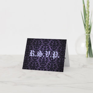 Convite Purple and black Gothic elegant R.S.V.P. card