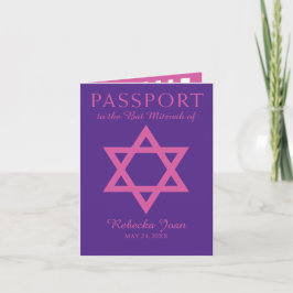 Convite Purple and Pink Star of David Bat Mitzvah Passport