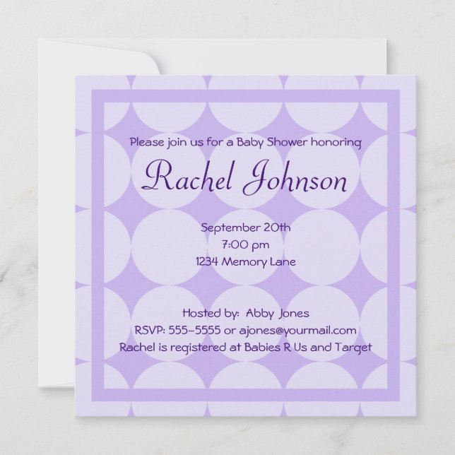 Convite Purple Baby Shower Invitation (Frente)