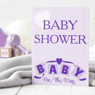 Convite Purple Blue Blocks Baby Shower Invitation