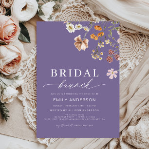 Convite Purple Boho Floral Bridal Brunch