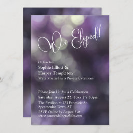 Convite Purple Bokee Light & "We Eloped" Tipografia
