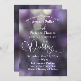 Convite Purple Bokeh Light & Typografia 32 Casamento 3