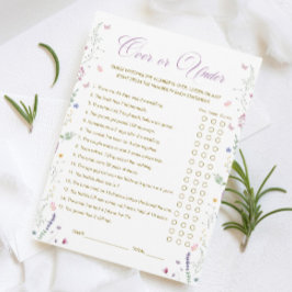 Convite Purple Book Bridal Shower Over or Under Game Card