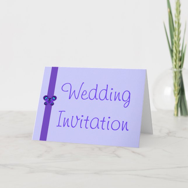 Convite Purple Butterfly Ribbon Evening Invitation (Frente)