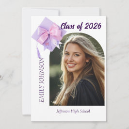 Convite Purple Cap Photo Graduation Party Invitation