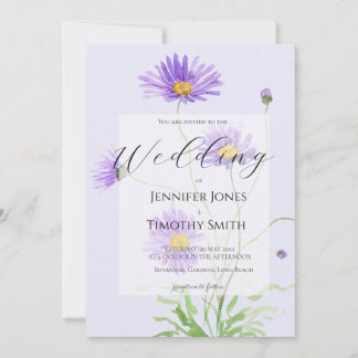 Convite purple daisy wedding invitation 