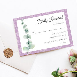 Convite Purple Eucalyptus Floral Wedding RSVP Card