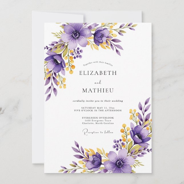 Convite Purple Exquisite Spring Wedding (Frente)