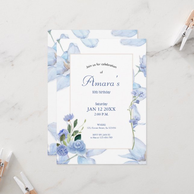 Convite Purple Floral (Frente/Verso In Situ)