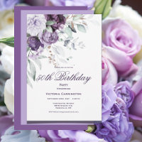 Purple Floral 50º Aniversário Aquarela Moderna