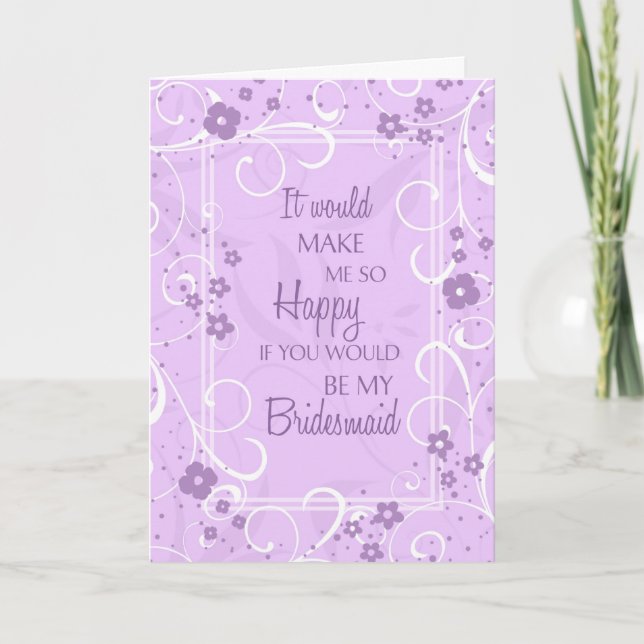 Convite Purple Floral Bridesmaid Invitation Card (Frente)